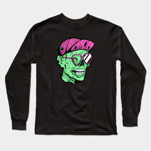 Zombie Hipster Illustration Long Sleeve T-Shirt